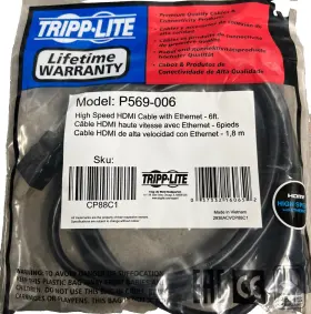 P569-006 Tripp Lite New High Speed Hdmi Cable With Ethernet A/v 6ft Hi W P569006