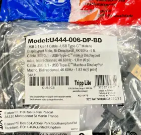 U444-006-dp-bd Tripp Lite Usb C To Displayport Adapter Cable New