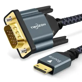 Hd-030-1.0m Twozoh Mini Hdmi To Vga Cable 3.3ft Gold-plated Braided Male