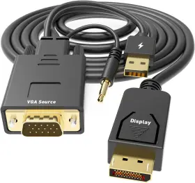 Uantin 705353392962 Vga To Displayport Cable 6 Feet 1080p Uni-directional Computer Dp Display