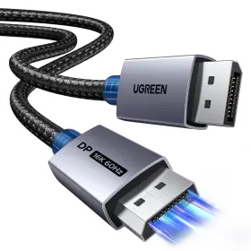 85355 Ugreen 16k 60hz 80gbps Displayport Cable 2.1 Dp Cord 8k 240hz 10ft Grey