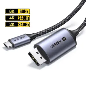 Ugreen Cxm556 Usb Type C To Displayport Cable 8k 1.4 6ft Thunderbolt 4 Male-male