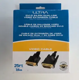 Ultra 022769416144 Dvi-d 24-pin Dual Link Video Extension Cable Male To Female Connector 25ft
