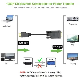 Uvooi 787803556155 Hdmi To Vga Cable 3ft Computer Monitor Cord Male Compa #2