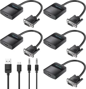 Acnbb-5 Vention Vga To Hdmi 5 Pack-1080p Video Dongle Adaptador Pack Black