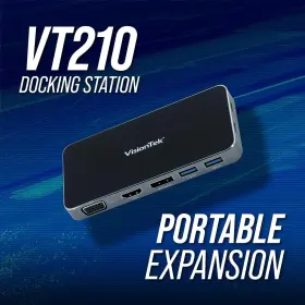 Vt210 Visiontek Products Llc 313046378324 Portable Usb-c Dual Monitor Hub - 1x Dp Hdmi Vga 2x Usb #2