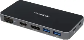 Vt210 Visiontek Products Llc 313046378324 Portable Usb-c Dual Monitor Hub - 1x Dp Hdmi Vga 2x Usb