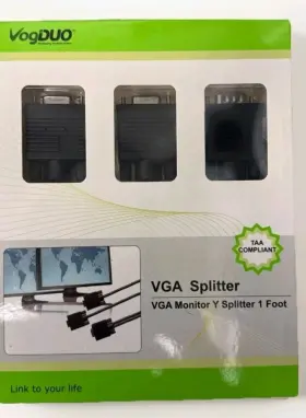 Vogduo 489-884 Vga Splitter Cable 1 Ft Male To 2 Female Monitor Y Adapter Sealed