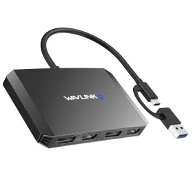 Wlamus-ug69dh2-bl Wavlink Usb C Or 3.0 To Dual Hdmi/displayport Adapter Displaylink Monito