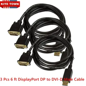 Wf.tb.523-3 Wfyb 3x 6ft Displayport Dp To Dvi-d Male Gold Plated Dual Link Cable Adapter 1080p Us