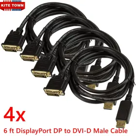 Wf.tb.523-4 Wfyb 4x 6ft Displayport Dp To Dvi-d Male Gold Plated Dual Link Cable Adapter 1080p Us