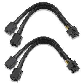 Ysiueng 738925597182 2-pack 6 Pin To 8 Gpu Adapter Dual Female Male Power