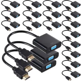 2661 Yunsailing 20 Pack Hdmi To Vga Adapter Converter Bulk Gold Plated Black
