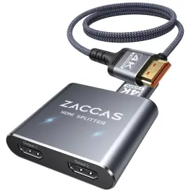 1fen2-grey Zaccas Hdmi Splitter 1 In 2 Out Aluminum 4k For Dual Monitors 1x2 Hd