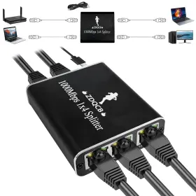 Zdqcb 974791890628 Ethernet Splitter 1 To 4 Rj45 Adapter High Speed Internet And