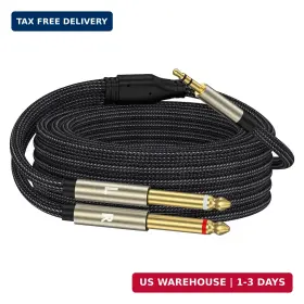 Ztoxlr Ztox-10 3.5mm 1/8 Trs To Dual 6.35mm 1/4 Ts Mono Breakout Cable Y Splitter Stereo Cord