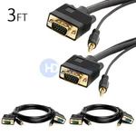 Svga Super HD15 Cable With Audio 3.5MM Stereo M/m Gold Plated Ft- Lot Of 2. Fixed Price $13.99.