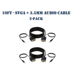 10FT Svga Video Cable + 3.5MM Audio Aux Jack M/m Pc Display Monitor Cord- 2-PACK. Fixed Price $16.79.