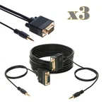 3-PACK 35FT Svga M/m + 3.5MM Aux Audio Cable Jack For Monitor Pc Projector Tv. Fixed Price $37.85.