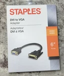 Dvi To Vga Adapter. Staples. 6" 15 Cm Sealed. Fixed Price $7.00.