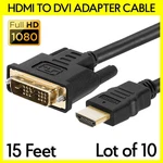 10 Pack 15 Feet Dvi Hdmi Cable Adapter Connector Converter Monitor Tv Pc Cord. Fixed Price $54.99.