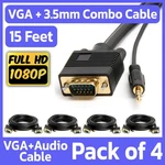 4 Pack Cable + 3.5MM Audio 15 Ft Svga Male Monitor Pc Cord With Aux. Fixed Price $25.99.