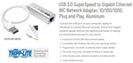 Tripp Lite Usb-a To Gigabit Ethernet Adapter Super Speed / Plug Play. Fixed Price $9.75.