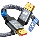 Capshi 8K Displayport Cable 1.4, Vesa Certified 6.6FT Dp Cord Feet, Grey. Fixed Price $11.75.