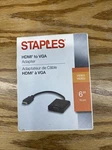 Staples 6 Inch Hdmi Vga Adapter Torn Box Nitb. Fixed Price $5.00.