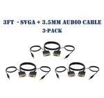 3FT Svga Video Cable + 3.5MM Audio Jack M/m Pc Display Monitor Cord 3-PACK. Fixed Price $17.69.