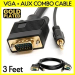 Feet Cable With Aux Svga + 3.5MM Monitor Cord Super Audio Video. Fixed Price $11.89.