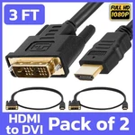 2 Pack 3FT Hdmi Cord Dvi-d Cable Adapter Connector Converter. Fixed Price $11.99.
