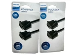 Lot Of 2 New Philips Black Vga/svga 6FT Cable Video Male. Fixed Price $15.99.