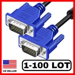 Lot Of 1-100 5FT 15 Pin Vga Monitor Adapter M/m Male Cable For Pc Tv. Fixed Price $5.59.