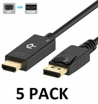 Rankie Displayport Dp To Hdmi Cable, 4K, 6 Feet, Black 24K Plated 5 Pack. Fixed Price $31.95.