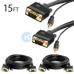 2X Svga Super HD15 M/m Cable W/ 3.5MM Stereo Audio Gold Plated Ft. Fixed Price $15.99.