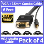 4 Pack 6FT Cable + Aux Svga 15PIN Video With 3.5MM Stereo Audio Monitor Cord. Fixed Price $21.99.