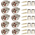 Riotaxy Pack Of 10 Male Plug Crimp Connector 50 Ohm For LMR400 Belden 9913 .... Fixed Price $47.94.