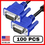 Lot Of 100 Svga 5FT 15 Pin Monitor Cables M/m Hd 1080P Male Cords. Fixed Price $74.99.