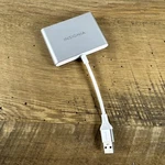Insignia- Usb To Dual Hdmi Adapter 4K/1080P Silver NS-PU32H4A. Fixed Price $22.00.