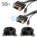 2X 50' Ft Super Svga Tv Monitor Cable With 3.5MM Audio Stereo Male. Fixed Price $25.49.