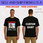 Print Your Photo Text Logo Custom Diy Cotton Tee Personalized Unisex Shirt. Fixed Price $11.96.