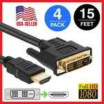 Hdmi Dvi Cable 15 Ft Male For Hdtv Pc Monitor Lcd 1080P - Lot Of 4. Fixed Price $26.49.