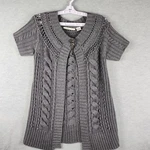 Mine Cardigan Sweater Womens Small Gray Cable Knit Short Sleeve Merino Wool. Fixed Price $25.19.
