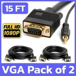 2 Pack Cable + 3.5MM Audio 15 Ft Svga Male Monitor Pc Cord With Aux. Fixed Price $16.99.