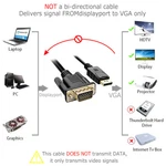 Displayport To Vga Cable Gold Plated 6 Feet Cord 1080P For Lenovo Dell Hp. Fixed Price $7.95.
