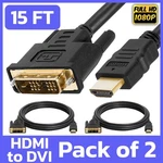 2 Pack 15FT Hdmi Cord Dvi-d Cable Adapter Connector Converter. Fixed Price $15.99.