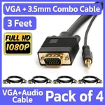 4 Pack 3FT Cable + 3.5MM Audio Svga Male Monitor Pc Cord With Aux. Fixed Price $22.99.