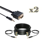 2-PACK 10FT Svga M/m Cable + 3.5MM Aux Audio Jack For Monitor Pc Projector Tv. Fixed Price $16.75.