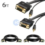 Svga 6FT 15 Pin M/m With Stereo 3.5MM Cable Gold Plated For Pc Tv - Lot Of 2. Fixed Price $12.49.